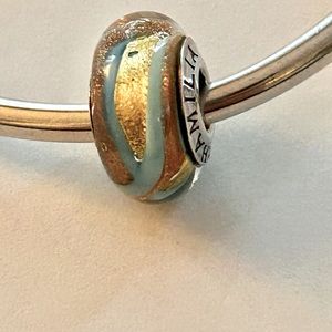 Chamilia blue and gold glass bead